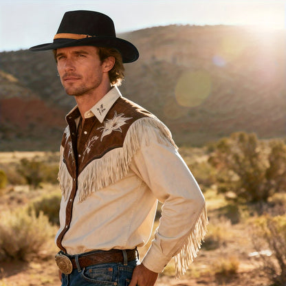Chapeau de cowboy western rétro à large bord pour hommes et femmes – Chapeau unisexe style Fedora classique pour les voyages décontractés, la plage et les déguisements, disponible en 7 couleurs : marron, noir, kaki, beige, gris, blanc