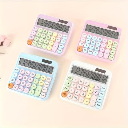 Calculatrice de bureau solaire 12 chiffres – Grand écran, grosses touches, haute précision, sans pile, calculatrice portable pour le bureau, l'école et la maison