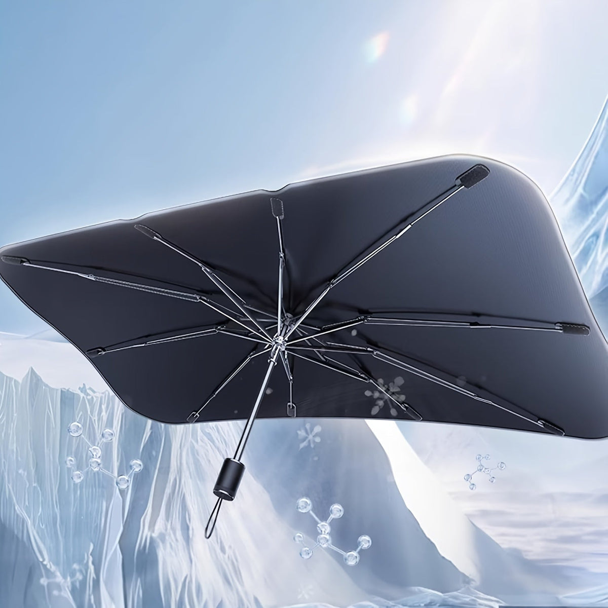 Pare-soleil de pare-brise de  voiture pliable - Protection UV et isolation thermique pour fenêtre avant, accessoire de refroidissement estival portable, garde l'intérieur au frais, design facile à plier et à ranger