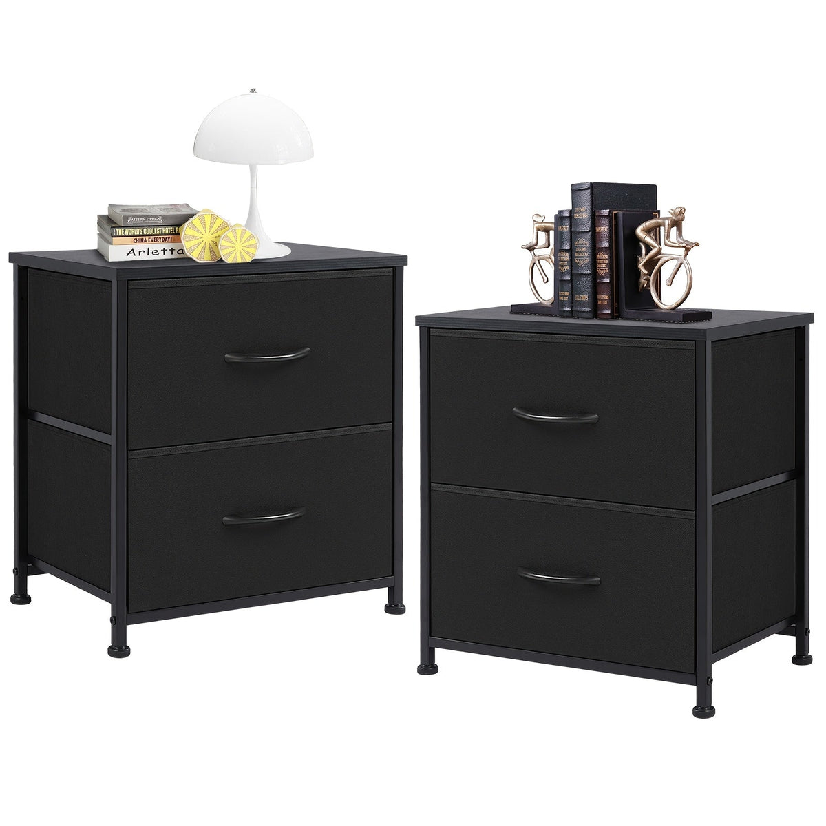 Meuble à tiroirs avec cadre en métal et dessus en bois massif – Organisateur de rangement pour bureau à domicile, 2 à 10 tiroirs, assemblage requis – Blanc, gris, noir, brun rustique – Caisson de rangement pour chambre, salon et bureau