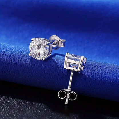 Boucles d'oreilles puces en moissanite, argent sterling 925, couleur D, pureté VVS1, taille ronde, 1 à 4 carats – Bijoux fins brillants pour femmes et hommes, cadeau idéal pour un anniversaire, un mariage, Noël ou une fête.