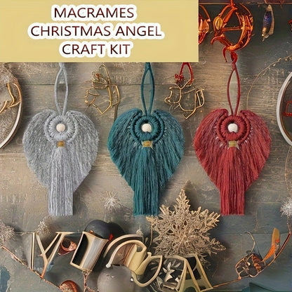 Kit d'anges en macramé 3 pièces, décoration de Noël DIY à suspendre, ensemble de loisirs créatifs bohèmes, cadeau pour maman et filles, décoration de maison pour les fêtes