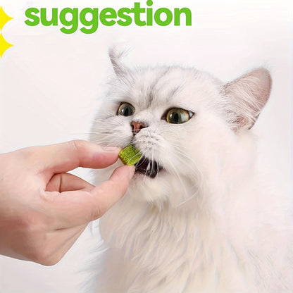 Comprimés lyophilisés d'herbe à chat pour le contrôle des boules de poils – Bâtonnets et granulés naturels à la menthe pour le soin des dents, friandises pour chat au poulet pour la santé dentaire et l'élimination des poils