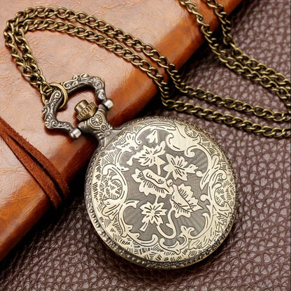 Ensemble de 2 montres de poche en bronze vintage – Mouvement à quartz, cadran rond classique, boîtier en alliage de zinc, bracelet sans nickel, style ancien – Cadeau idéal pour Noël, un anniversaire, une remise de diplôme ou la Saint-Valentin