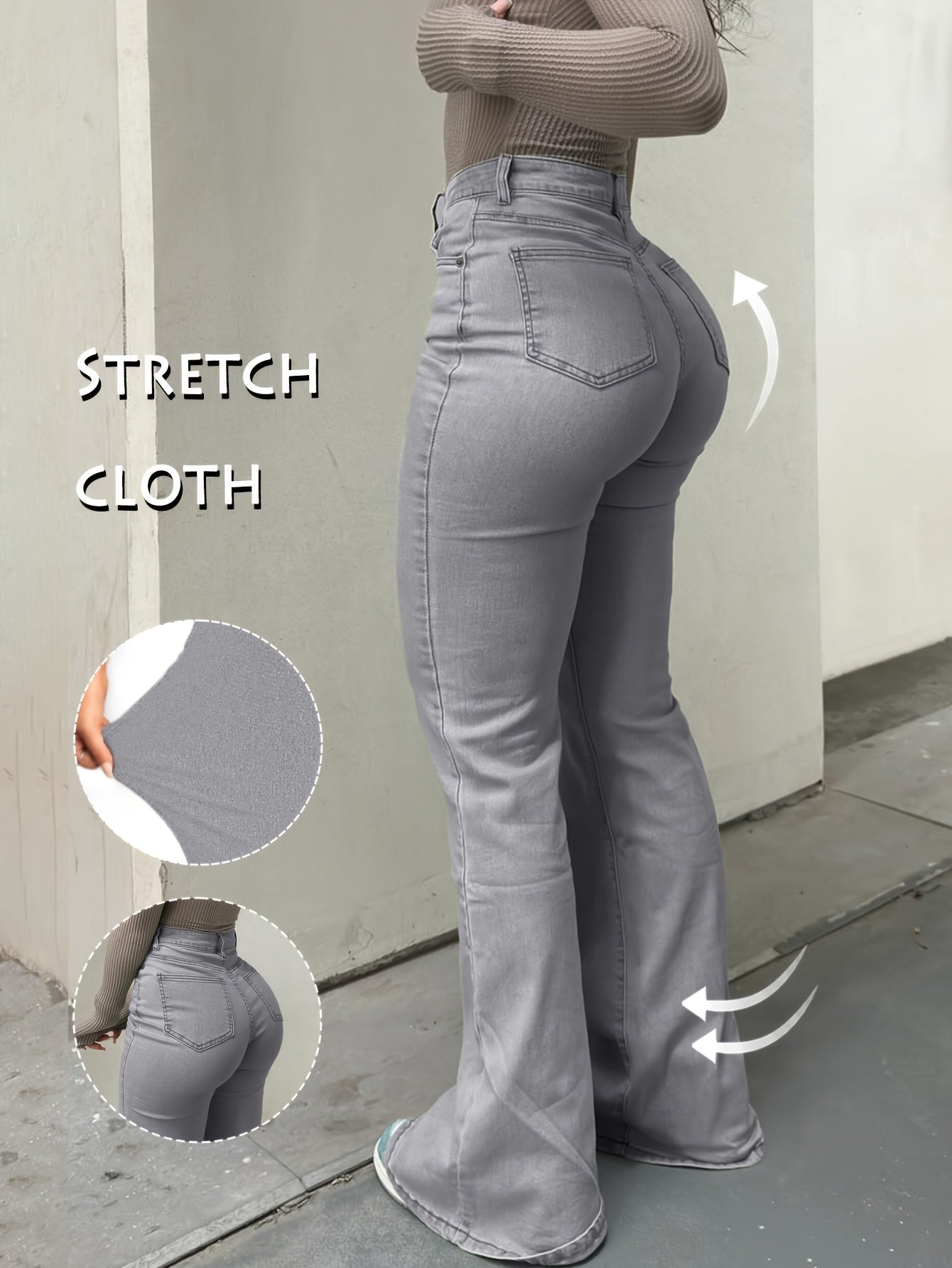 Women's Y2K Vintage High-Waist Straight Leg Denim Jeans – High Elastic Waistband, Solid Color Long Pants, 12 Colors, Sizes XS-XXL, Trendy Streetwear Fashion