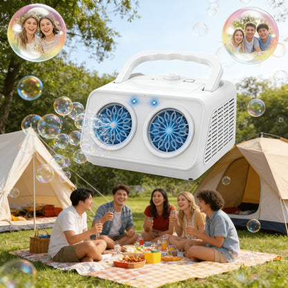 Machine à bulles automatique améliorée, conception épaissie à 2 ventilateurs, plus de 20 000 bulles par minute, sur secteur ou sur piles, souffleur de bulles portable pour intérieur et extérieur pour fêtes d'anniversaire, mariages, enfants, blanc noir