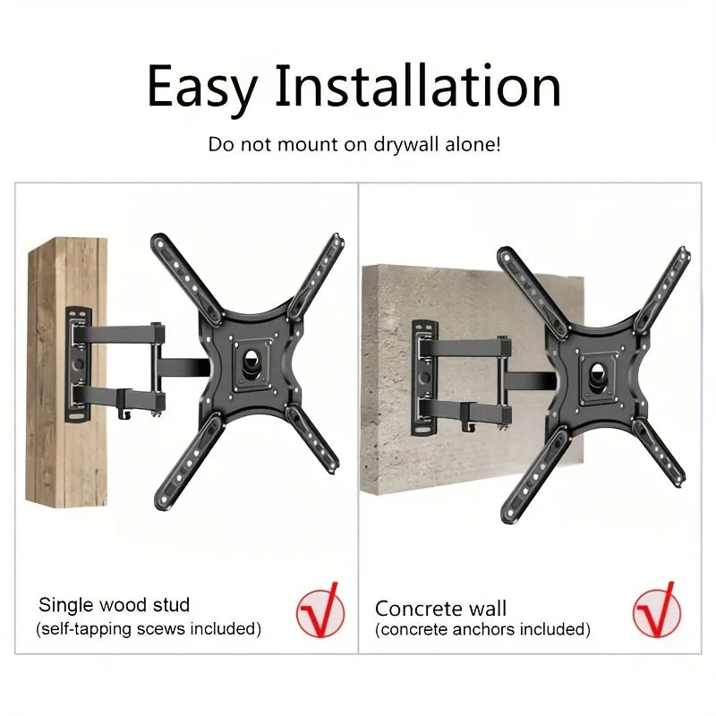 Support mural inclinable et pivotant pour téléviseurs de 26 à 60 pouces – Support universel réglable à mouvement complet pour écran plat, installation facile, compatible avec la plupart des téléviseurs LED, LCD et OLED, compatible VESA