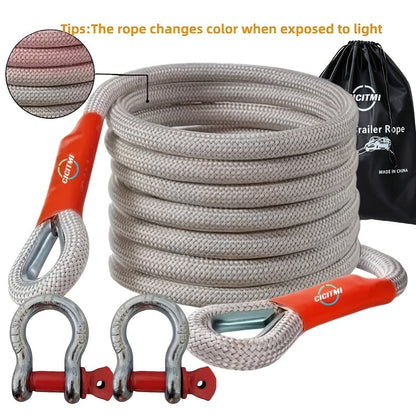 Kit de sangle de remorquage robuste 16 pieds – Crochets en U en acier, sangle de dépannage tout-terrain pour SUV, 4 capacités au choix : 6613 / 11023 / 22046 / 39683 LBS