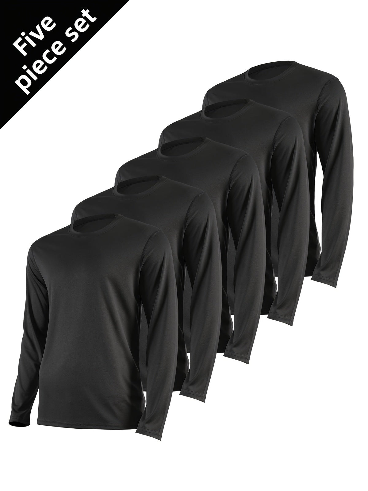 Lot de 5 t-shirts de sport à manches longues pour homme, séchage rapide, évacuation de l'humidité, respirants, anti-odeurs, extensibles, pour running et entraînement, S-XXL