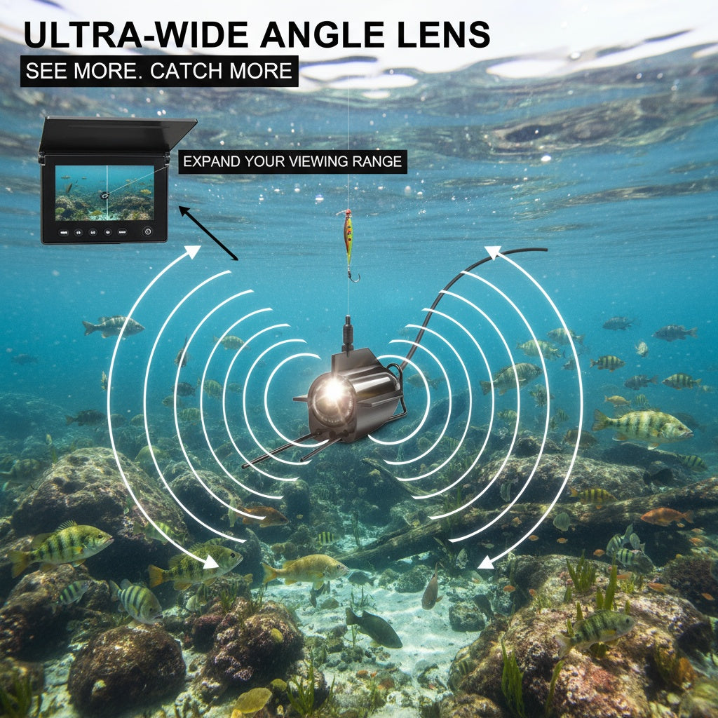 Détecteur de poissons avec caméra sous-marine HD, écran 4,3 pouces, objectif grand angle 140 degrés, lumière attractive pour poissons, kit de visionnage de pêche portable pour la pêche sur glace, en lac et en rivière