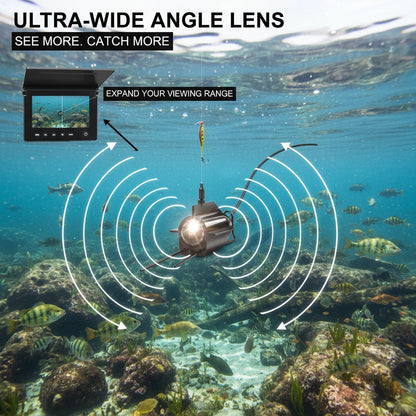 Détecteur de poissons avec caméra sous-marine HD, écran 4,3 pouces, objectif grand angle 140 degrés, lumière attractive pour poissons, kit de visionnage de pêche portable pour la pêche sur glace, en lac et en rivière