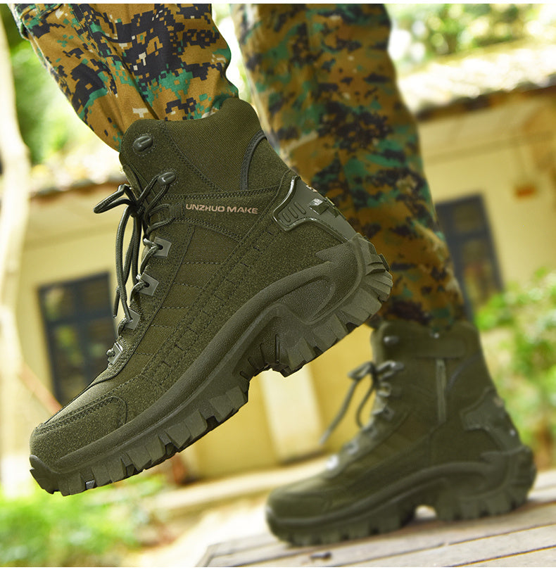 Bottes de randonnée tactiques montantes légères pour hommes – Bottes d'extérieur durables et antidérapantes pour la jungle, la chasse et les voyages d'aventure, toutes saisons, vert armée, marron foncé, sable, US 6,5-12