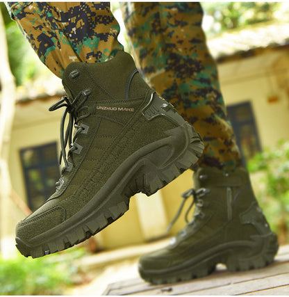 Bottes de randonnée tactiques montantes légères pour hommes – Bottes d'extérieur durables et antidérapantes pour la jungle, la chasse et les voyages d'aventure, toutes saisons, vert armée, marron foncé, sable, US 6,5-12