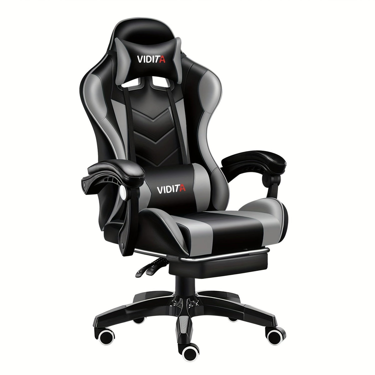 Chaise de jeu ergonomique à dossier haut style course avec repose-pieds et soutien lombaire – Chaise de bureau pivotante inclinable réglable, 8 couleurs