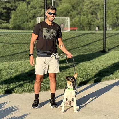 Laisse pour chien mains libres avec pochette zippée et double poignée rembourrée – Laisse élastique antichoc pour la marche, le jogging et l'entraînement à la course, laisse ventrale pour propriétaires d'animaux actifs
