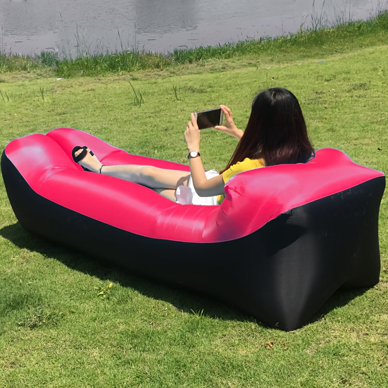 Canapé gonflable portable et fauteuil inclinable pour l'extérieur – Transat robuste semblable à un lit, gonflage et dégonflage rapides, léger et compact pour le camping, la plage, le jardin et les voyages, aucune pompe nécessaire
