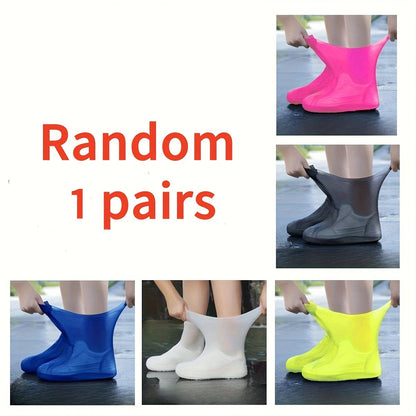 Sur-chaussures de pluie réutilisables en latex pour hommes, femmes et enfants – Lot de 5 paires couleurs assorties, taille unique (EU 34-45), protection antidérapante durable contre la pluie pour usage extérieur