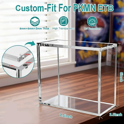 ETB Acrylic Display Case with 99% UV Block & Magnetic Lid - Clear Stackable Protector Box for Pokemon Elite Trainer Box & Booster Bundle Collectors, 6mm Thick, UV Resistant (ETB Not Included)