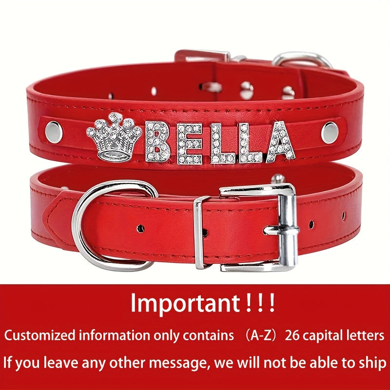 Collier pour chien en cuir PU personnalisé avec médaille - Collier d'identification personnalisé pour petits, moyens et grands chiens et chats XS S M L 8 couleurs, accessoire élégant pour animal de compagnie, cadeau, blanc, noir, rose, bleu, violet