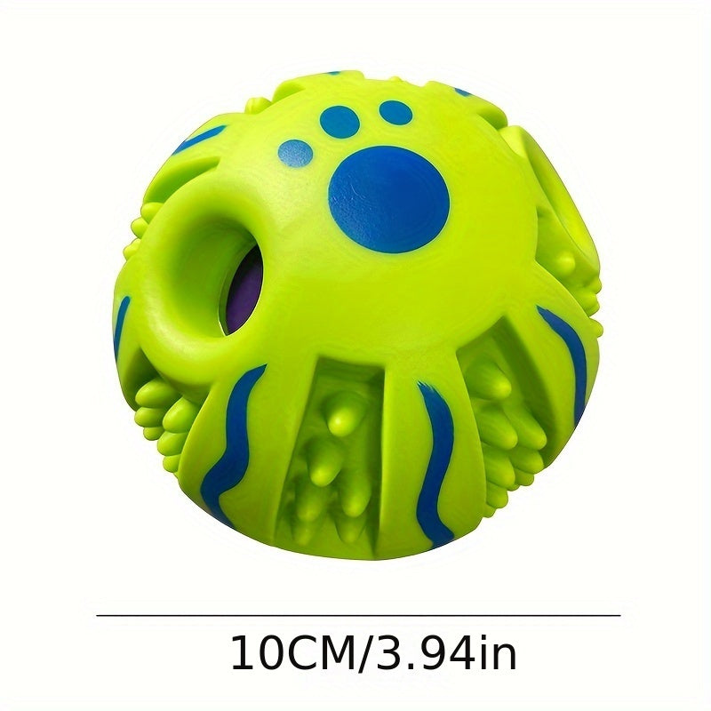 Jouet pour chien balle à picots sonore 10 cm - Balle interactive sonore pour le nettoyage des dents et le troupeau, jouet d'entraînement pour chiens moyens et grands, balle sensorielle en caoutchouc durable avec couineur