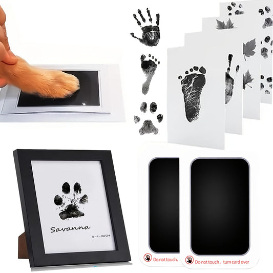 Kit de tampon encreur pour empreintes de pattes d'animaux, 8 pièces (4 boîtes) – Encre noire à séchage rapide pour souvenirs d'empreintes de chats et chiens, loisir créatif commémoratif facile à nettoyer, cadeau de Noël pour propriétaires d'animaux