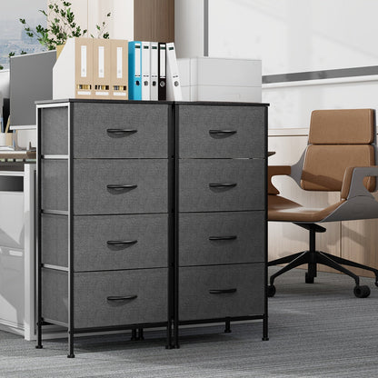 Meuble à tiroirs avec cadre en métal et dessus en bois massif – Organisateur de rangement pour bureau à domicile, 2 à 10 tiroirs, assemblage requis – Blanc, gris, noir, brun rustique – Caisson de rangement pour chambre, salon et bureau
