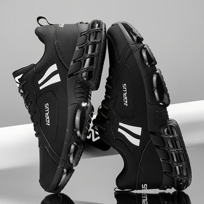 Baskets de course sur route pour hommes – Chaussures de sport à lacets, antidérapantes et résistantes à l'usure, baskets décontractées pour l'extérieur toutes saisons, bleu noir blanc, tailles US 6,5–13,5