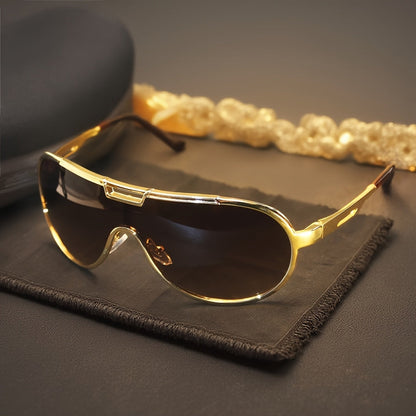 Lunettes de soleil rétro surdimensionnées pour hommes et femmes – Monture vintage, protection UV, verres anti-reflets, charnières métalliques, étui inclus, lunettes mode streetwear, 3 couleurs