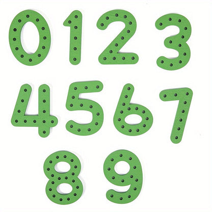 Number & Letter Recognition Lacing Threading Toy for Kids Kindergarten Handmade Educational STEM Toy Fine Motor Skills Learning Toy for Toddlers Preschool Birthday Gift