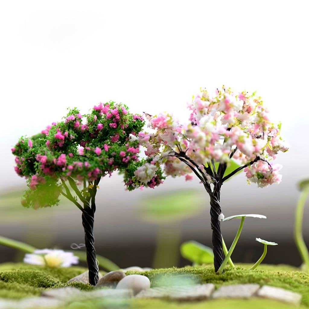 Lot de 6 arbres miniatures pour micro-paysage - Ornements d'arbres artificiels en PVC, couleurs et styles aléatoires, pour aquariums, jardins, terrariums et décorations de récipients en verre
