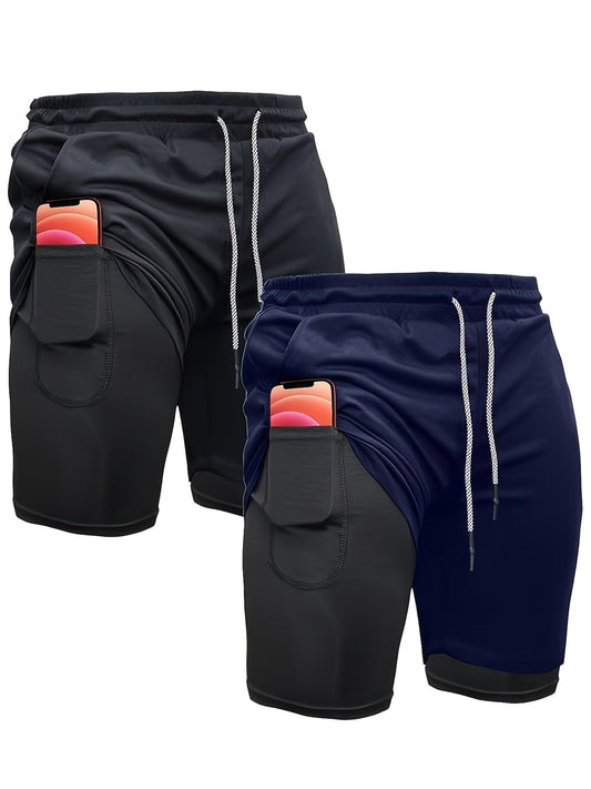 Men's 2-in-1 Running Shorts 7 Inch Quick Dry Compression Liner – Lightweight Athletic Workout Gym Shorts for Men, Polyester Training Shorts for Running Yoga Hiking Outdoor Sports S M L XL XXL