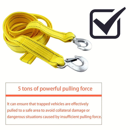Sangle de remorquage robuste 5 tonnes 4 m – Sangle de treuil avec crochet en acier forgé pour dépannage tout-terrain, remorquage d'urgence pour SUV, camion, pick-up 4x4, kit de secours tout-terrain indispensable