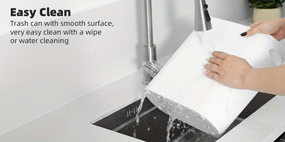Petite poubelle de salle de bain avec poignées intégrées, lot de 1 ou 2 – Corbeille à papier en plastique antirouille, design gain de place pour salle de bain, buanderie et bureau, sacs poubelle inclus