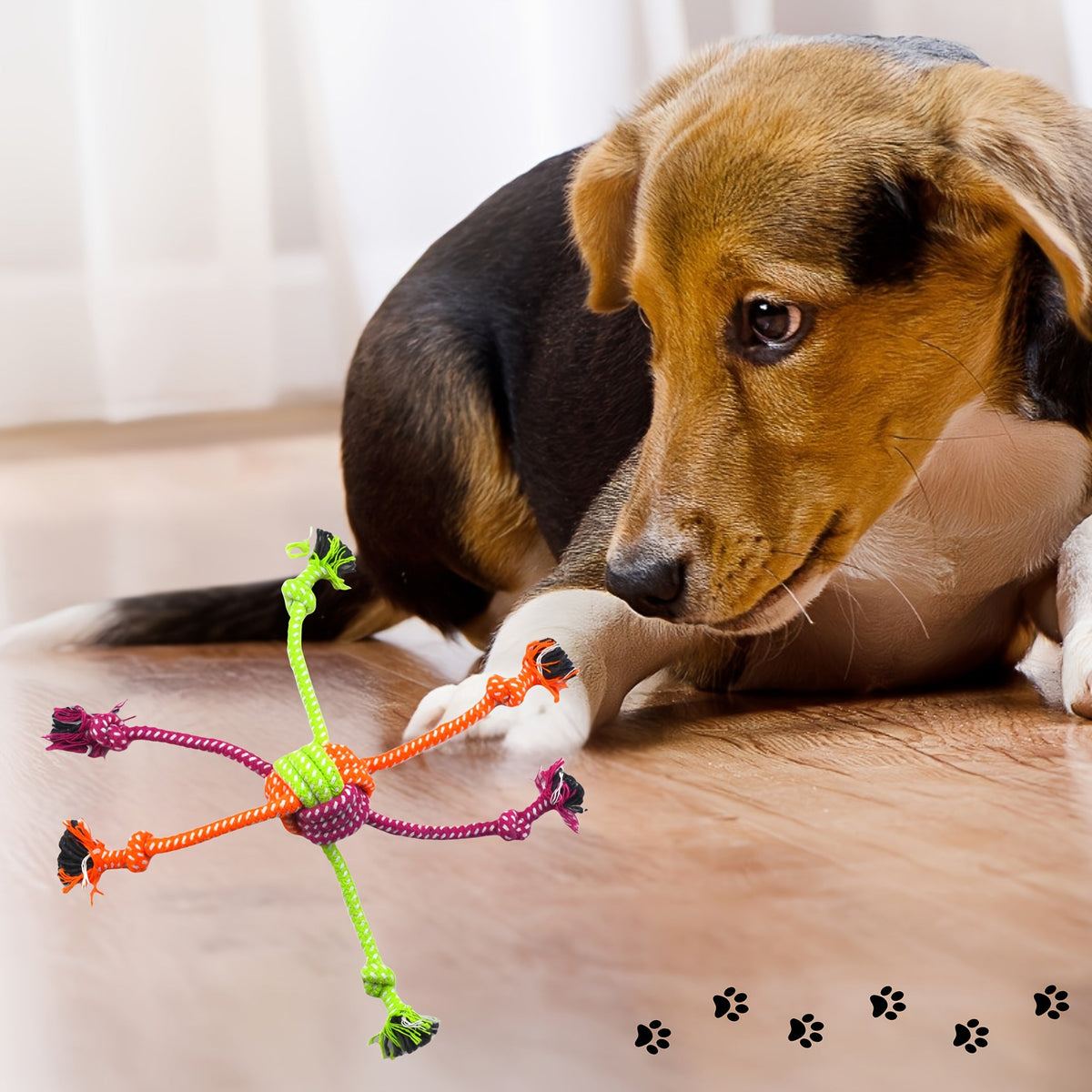 Lot de 2 jouets corde robustes pour chiens destructeurs – Jouet de traction ultra-résistant avec coutures renforcées, corde non toxique pour le nettoyage des dents des chiots et chiens adultes, alternative durable à l'os à mâcher