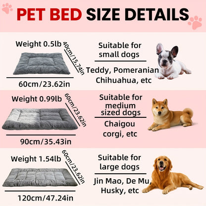 Warm Plush Dog Bed for Winter - Soft Thickened Pet Mat Kennel with Cozy Filling, Available in 3 Sizes for Small Medium Large Dogs & Cats, Indoor Pet House Sleeping Pad All-Season Comfort