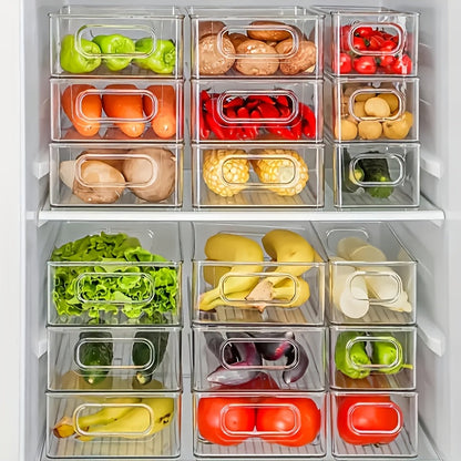 Lot de 6 bacs de rangement pour réfrigérateur, bacs de stockage alimentaires transparents et empilables pour réfrigérateur, congélateur, placard de cuisine et garde-manger, bacs en plastique épais amélioré de 25,4 cm pour salle de bain et chambre