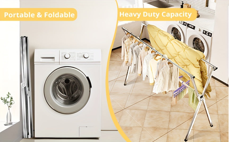 Séchoir à linge en acier inoxydable, 160 cm et 200 cm, rétractable, pliable et robuste, étendoir à linge intérieur/extérieur repliable avec longueur réglable pour balcon, chambre et buanderie