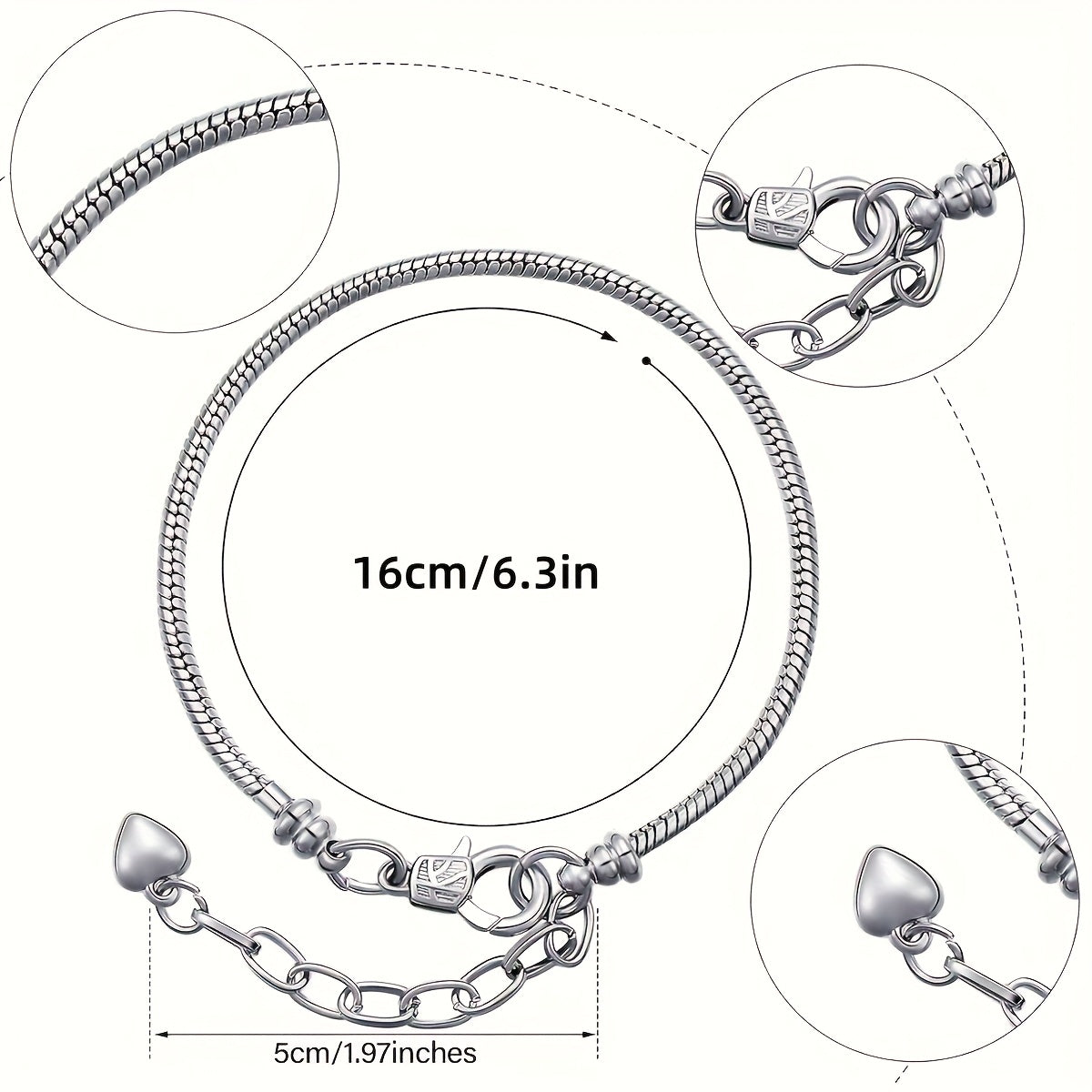 Kit de 40 pièces pour bracelets à chaîne serpent DIY – Bracelets à breloques perlées réglables avec chaînette d'extension en cœur, fournitures de bijoux en gros pour loisirs créatifs, cadeaux et projets de bijoux faits main