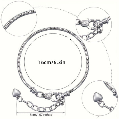 Kit de 40 pièces pour bracelets à chaîne serpent DIY – Bracelets à breloques perlées réglables avec chaînette d'extension en cœur, fournitures de bijoux en gros pour loisirs créatifs, cadeaux et projets de bijoux faits main