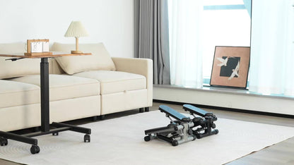 Mini stepper avec bandes de résistance – Stepper d'appartement portable pour entraînement à domicile, capacité de 135 kg, appareil de cardio complet pour jambes et bras