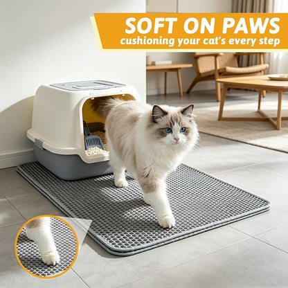 Tapis de litière pour chat en nid d'abeille double couche - Tapis anti-urine avec design facile à nettoyer, protection de sol imperméable pour chats, disponible en dimensions 45x60 cm et 55x75 cm