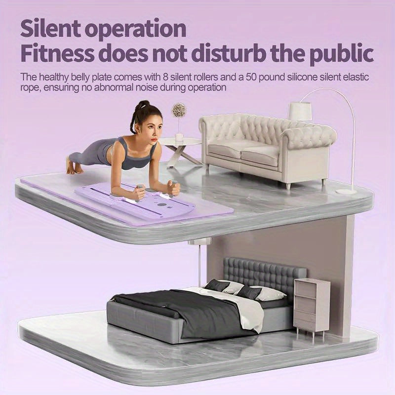 Planche de Pilates pliable 8-en-1 avec bandes de résistance – Appareil d'entraînement abdominal multifonction, matériau PP anti-déformation, design plat stable, rangement compact, équipement de gym à domicile pour hommes et femmes
