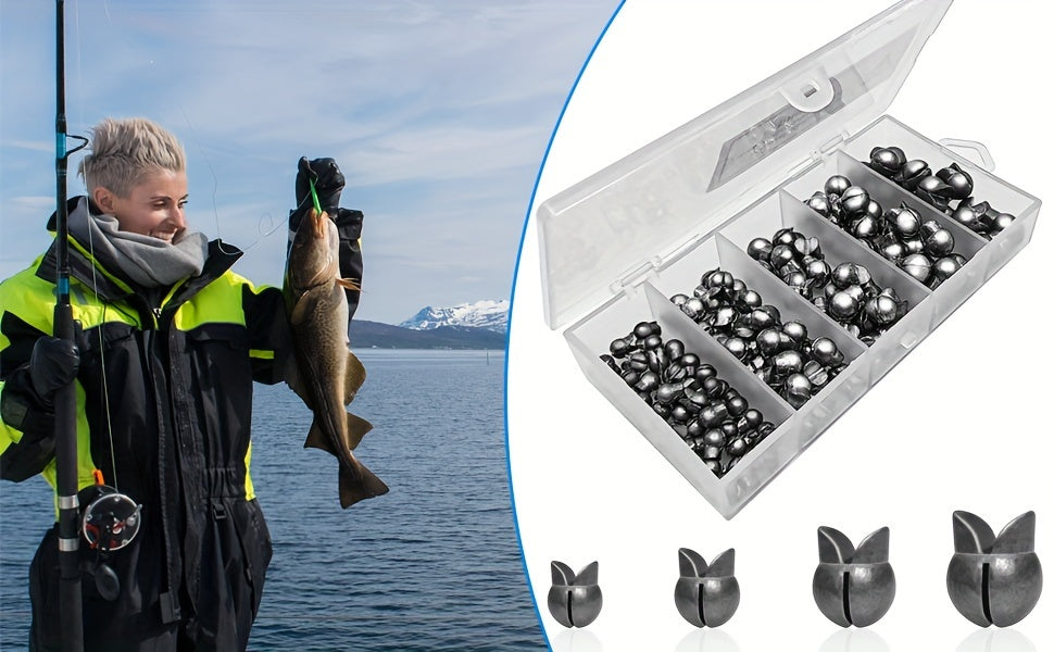 120 plombs fendus pour la pêche, poids ronds amovibles en 5 tailles, assortiment de plombs de qualité supérieure pour la pêche en eau douce et en mer (bar, truite, poisson-chat) - Indispensable pour la boîte à pêche