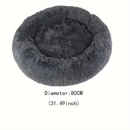 Round Donut Pet Bed for Dogs & Cats – Warm Soft Calming Shag Plush Bed, Anti-Anxiety Cozy Nest for Small Medium Large Pets, Multiple Sizes 16"/20"/24"/28"/31"/39", Perfect Christmas Gift
