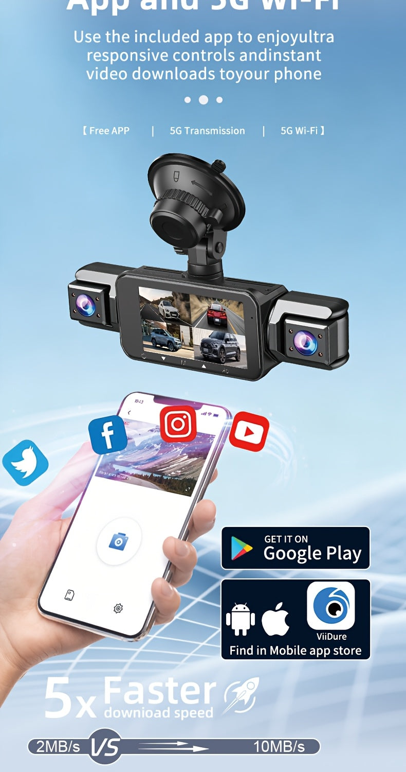 Dashcam 360° 3/4 canaux 1080P HD avec vision nocturne, WDR, capteur G, enregistrement en boucle, surveillance de stationnement 24h/24 et 7j/7, WiFi, système de caméra embarquée multi-objectifs pour une couverture complète sans angles morts