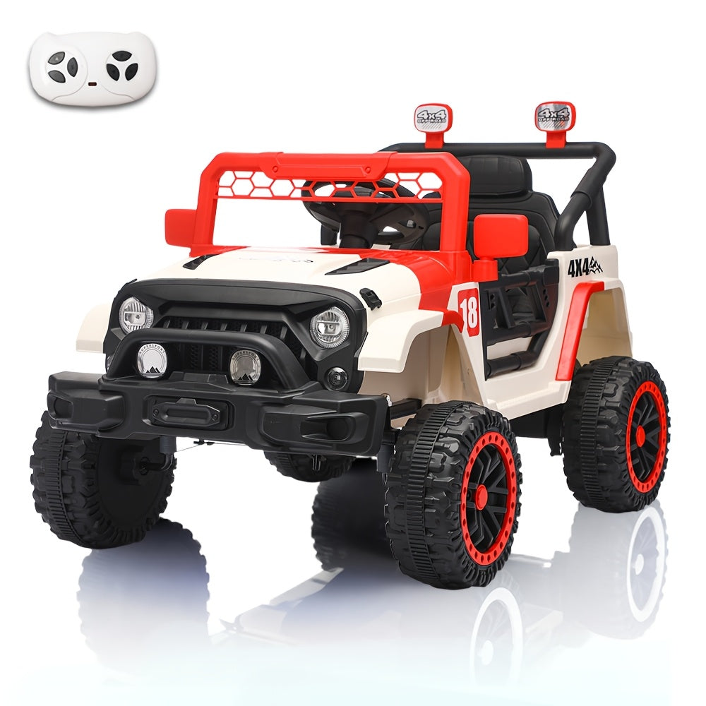 Voiture électrique pour enfants 12V avec télécommande parentale – Véhicule électrique à batterie avec suspension à ressorts, lumières LED, lecteur de musique, ceinture de sécurité, pour garçons et filles de 3 à 8 ans