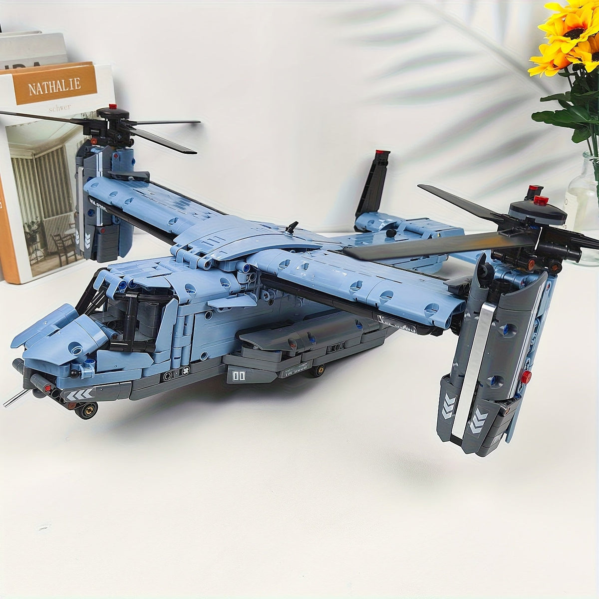 Ensemble de 1480 blocs de construction d'avions militaires, avion de chasse, hélicoptère, avion Osprey, briques avec train d'atterrissage à amortisseur, modèle à assembler, décoration de bureau, cadeau