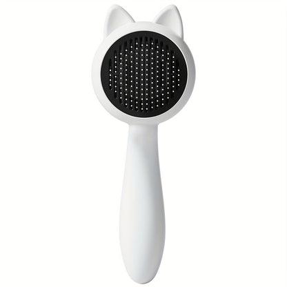 Peigne de toilettage autonettoyant pour chat avec bouton poussoir - Brosse de mue en acier inoxydable pour chats à poils longs et courts, brosse de massage et d'élimination des poils pour chats et chiens