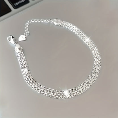 Bracelet étincelant en argent sterling S925, jonc élégant et luxueux hypoallergénique pour femmes et hommes, idéal pour banquets et occasions formelles, bijou raffiné et léger de 3,65 g, cadeau idéal