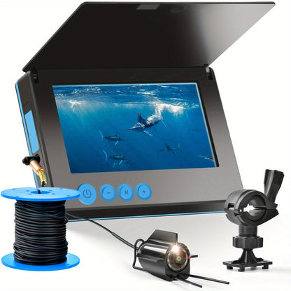 Détecteur de poissons avec caméra sous-marine HD, écran 4,3 pouces, objectif grand angle 140 degrés, lumière attractive pour poissons, kit de visionnage de pêche portable pour la pêche sur glace, en lac et en rivière